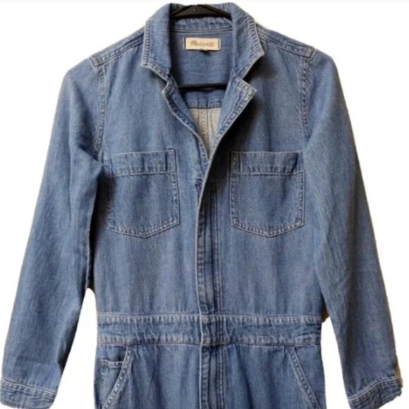 Madewell - Denim Coveralls Jumpsuit Zip-Up H6433 | Size Medium | Mid Phair Blue - Picture 10 of 14